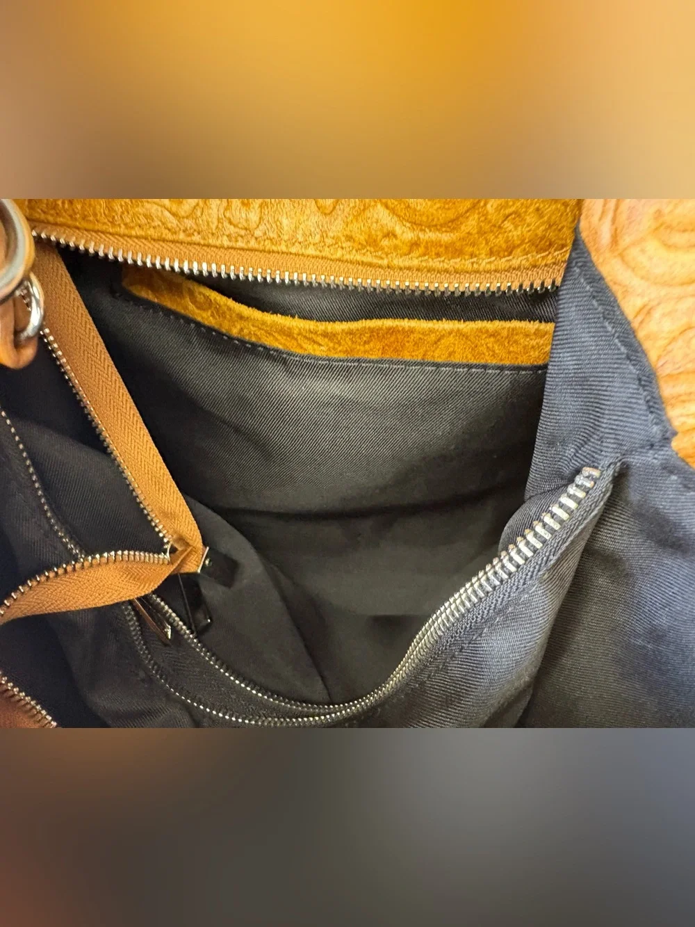 Isadora of Florence Large Tooled Italian Leather Tote Bag